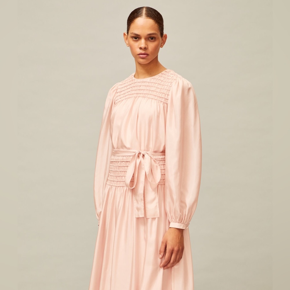 NWT $448 Tory Burch Corded Silk Belted Pink Top Blouse